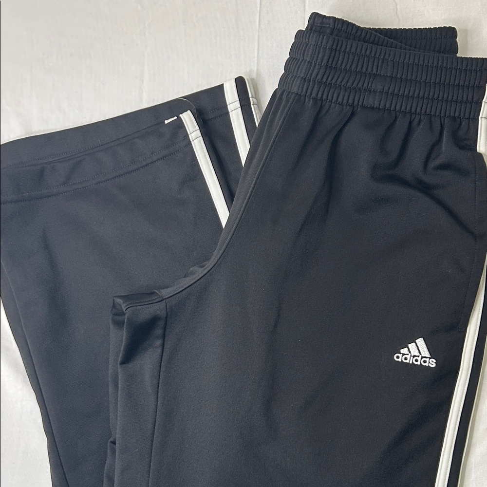Adidas Kids Black Joggers with White Stripes
